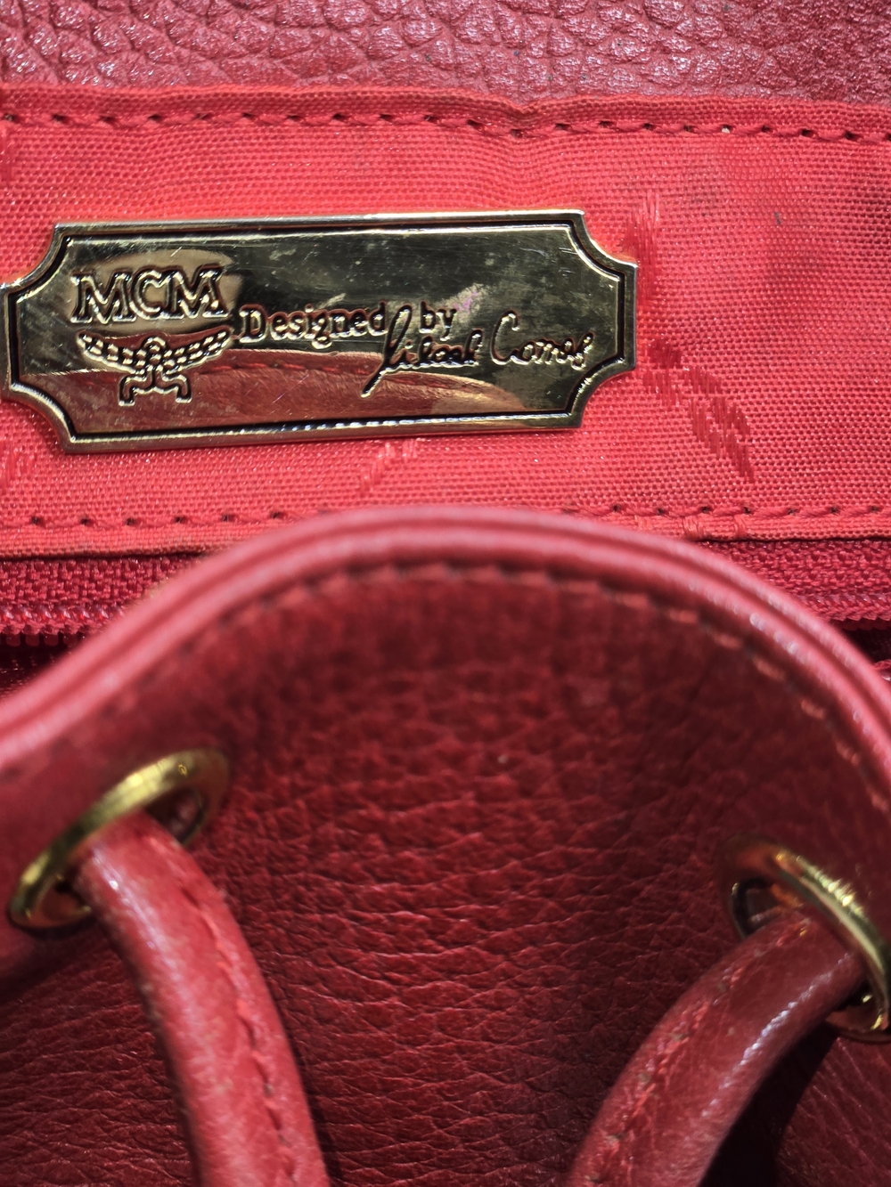 Authentic MCM Red Leather Mini Backpack - Picture 8 of 12